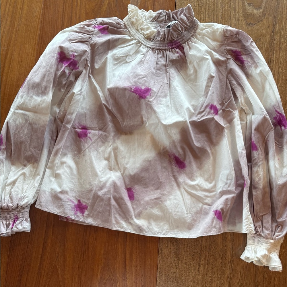 Sea New York Ruffle neck Blouse - Purple and White